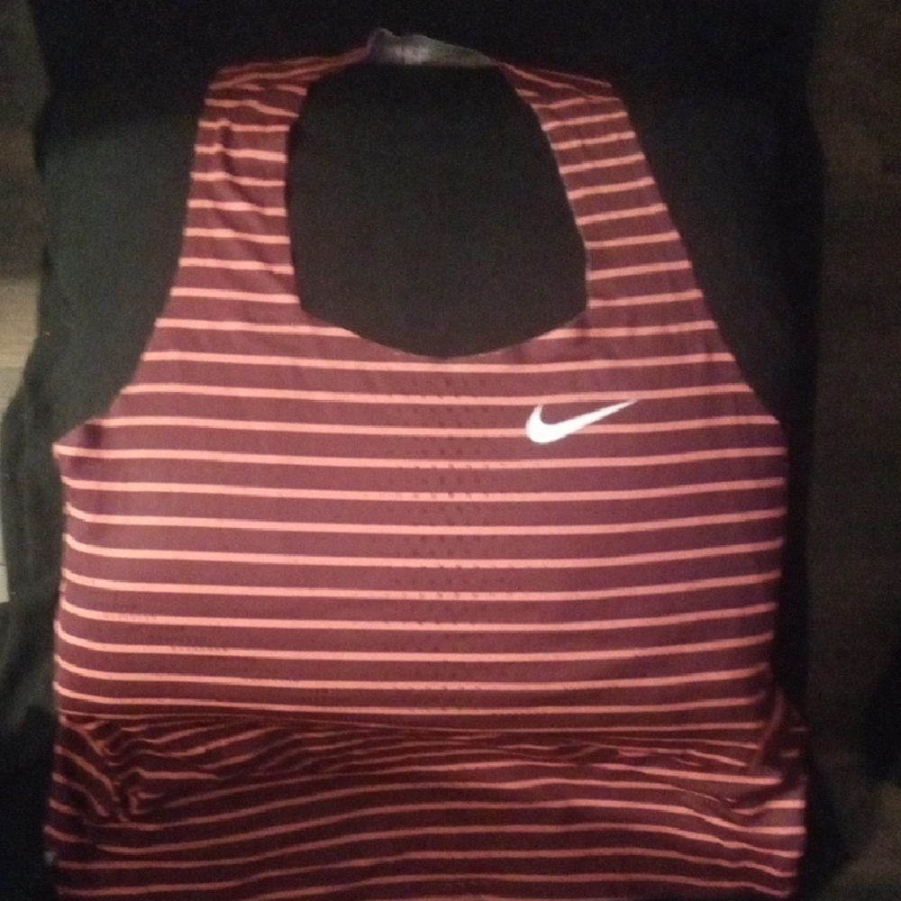 Nike Maroon and Pink Striped Racerback